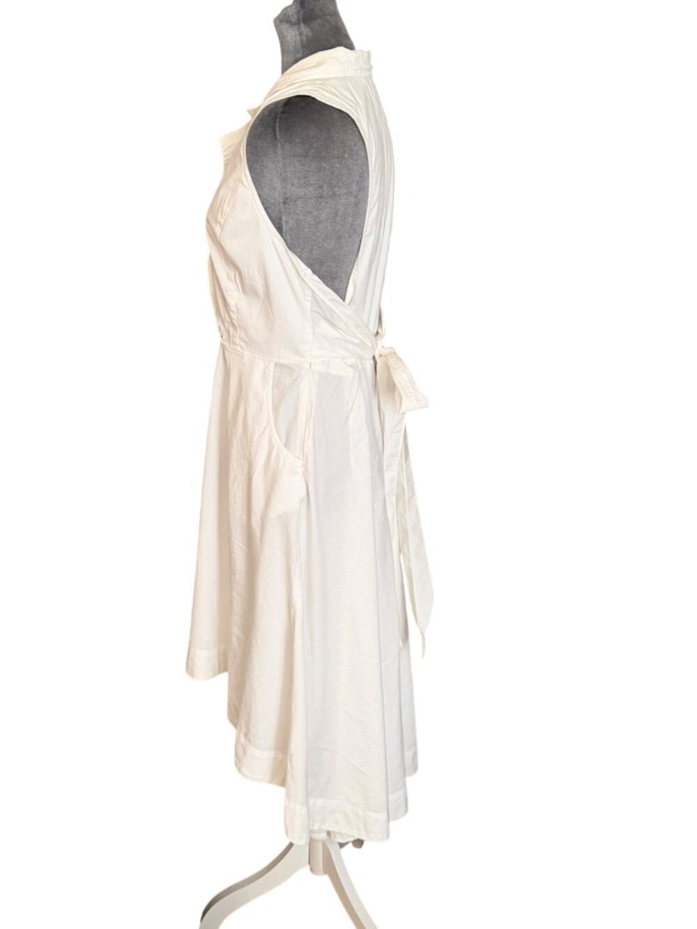 Marled Womens White Sleeveless Wrap Dress With Tie Back XL - Picture 3 of 7